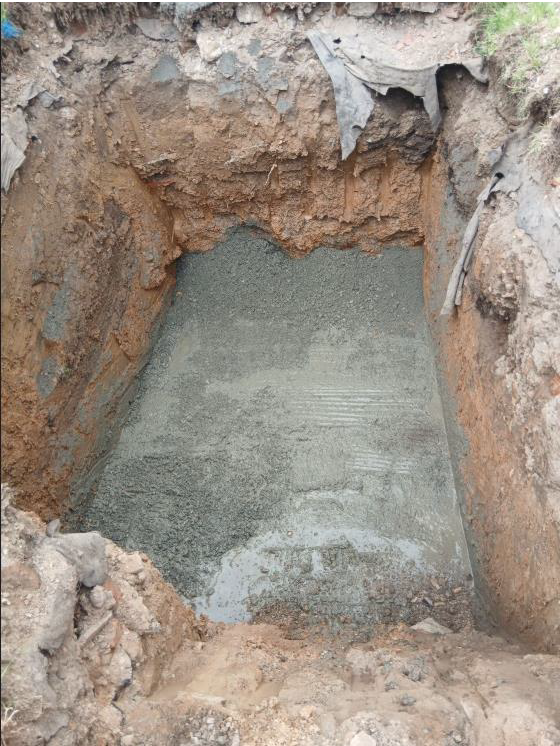 Excavation prepared for Tricel Novo UK6 sewage treatment plant installation