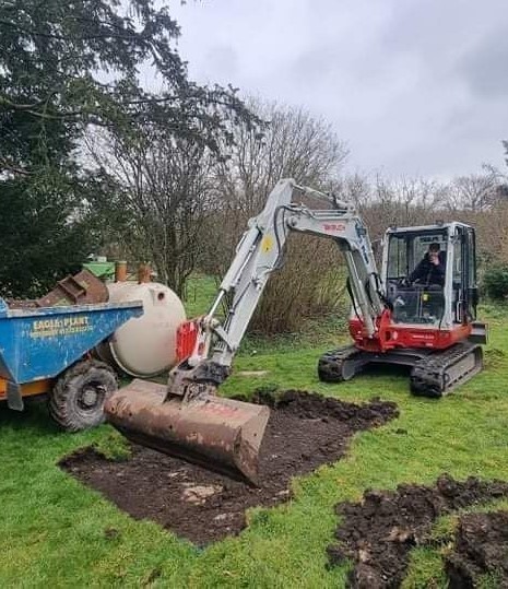 Ground preparation in Wiltshire - sewage treatment plant discharge