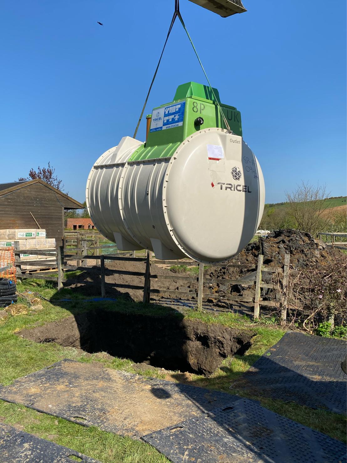 Tricel Novo 8PE installation Sewage treatment plant installation in Yorkshire