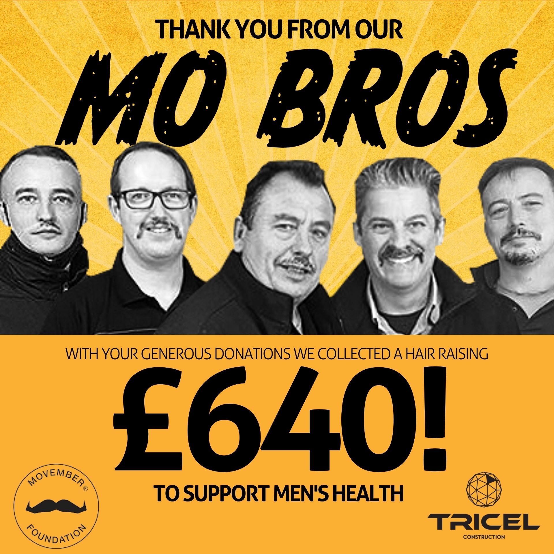 Tricel Gloucester Staff Raised £640 for Movember